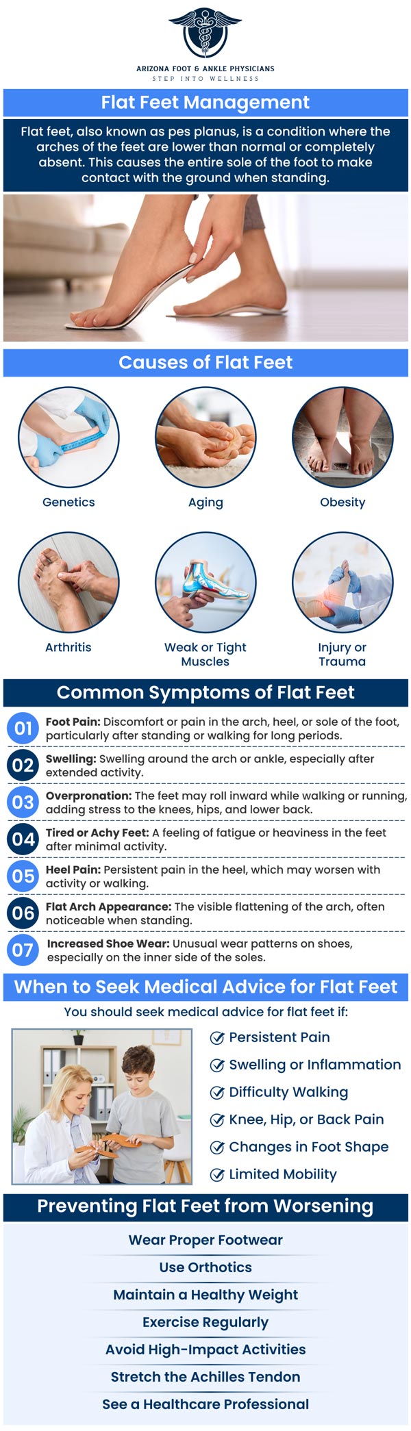 Common questions asked by patients: What are flat feet? How are flat feet diagnosed? Can flat feet lead to other foot problems? Can flat feet be prevented? How are flat feet managed? For more information, contact us or request an appointment online. We are conveniently located at 11390 E. Via Linda, Ste 102, Scottsdale, AZ 85259. We serve patients from Scottsdale AZ, Fountain Hills AZ, Paradise Valley AZ, Carefree AZ, Rio Verde AZ, and surrounding areas. Common questions asked by patients: What are flat feet? How are flat feet diagnosed? Can flat feet lead to other foot problems? Can flat feet be prevented? How are flat feet managed? For more information, contact us or request an appointment online. We are conveniently located at 11390 E. Via Linda, Ste 102, Scottsdale, AZ 85259. We serve patients from Scottsdale AZ, Fountain Hills AZ, Paradise Valley AZ, Carefree AZ, Rio Verde AZ, and surrounding areas.