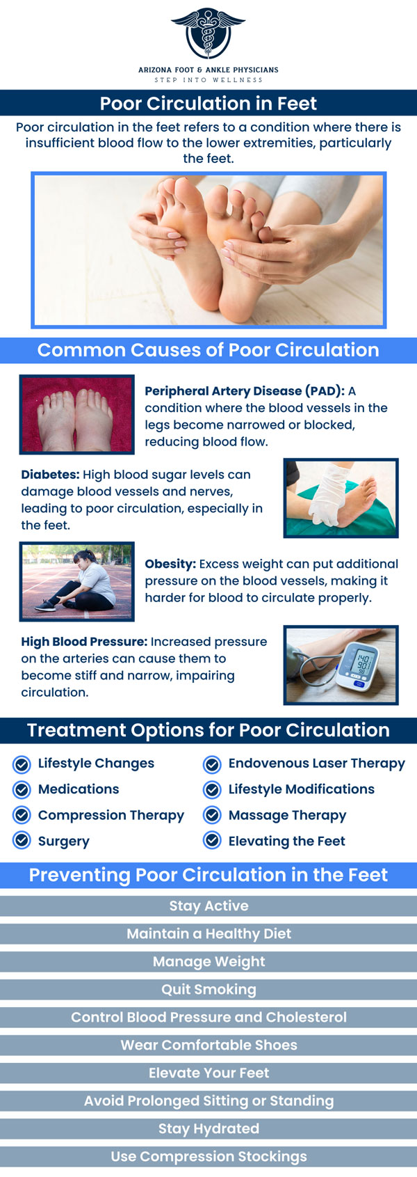 At Arizona Foot and Ankle Physicians clinic, we offer specialized treatments for poor circulation in the feet. Dr. Nathan Plaskey and his team provides personalized care to improve circulation and restore comfort. Take the first step towards better foot health today. For more information, contact us or request an appointment online. We are conveniently located at 11390 E. Via Linda, Ste 102, Scottsdale, AZ 85259. We serve patients from Scottsdale AZ, Fountain Hills AZ, Paradise Valley AZ, Carefree AZ, Rio Verde AZ, and surrounding areas.